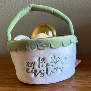 Pastel Easter Basket with Plush Eggs